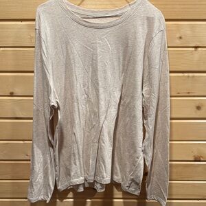 Time and Tru Lightweight Long Sleeve Crewneck Top - Beige